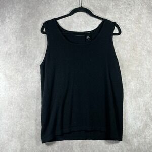 Liz Claiborne Collection Cashmere Sweater Tank Top Women XL Black Knit Pullover